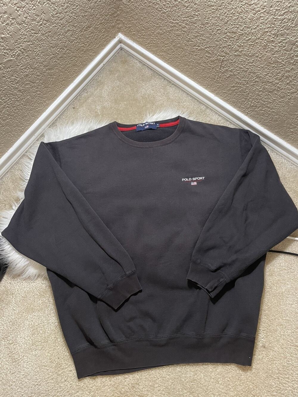 Vintage Polo Sport Ralph Lauren Men's Brown XL Crewneck Pullover 90s Sweater